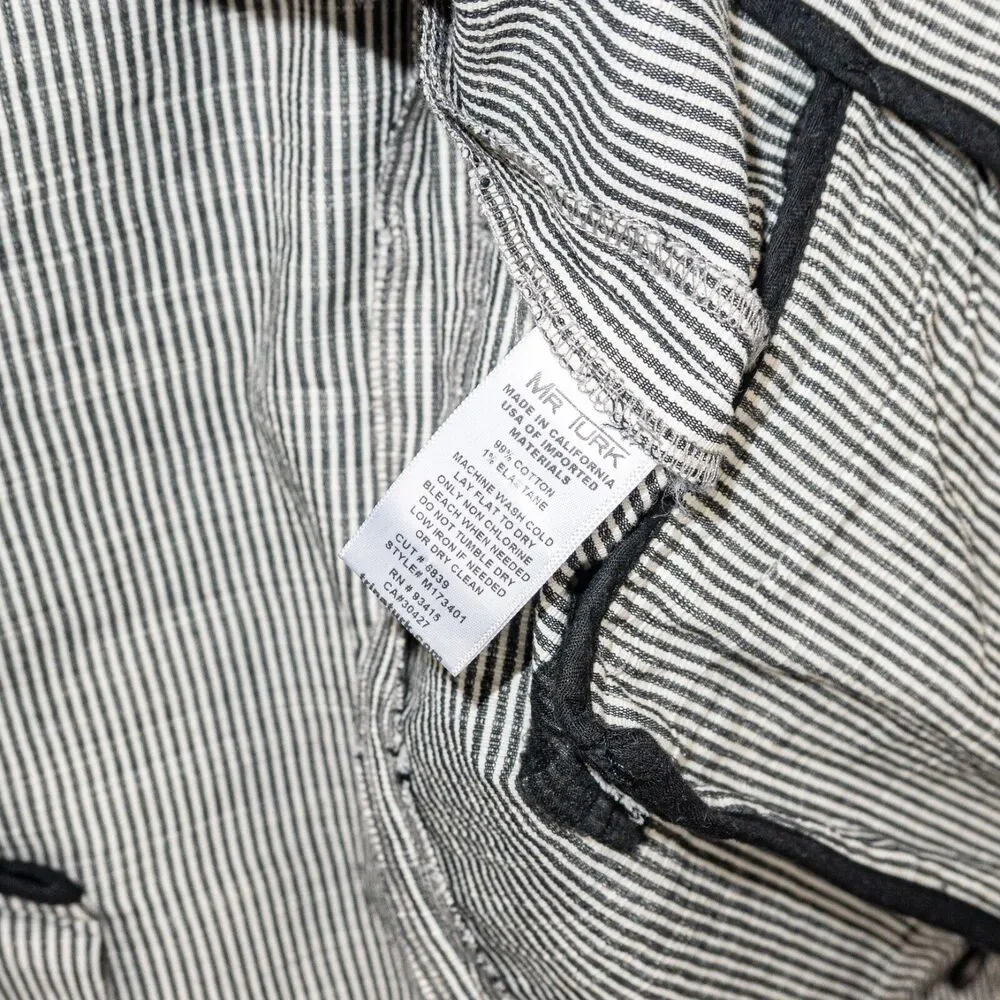 MR TURK Men's 2 button Blazer Jacket white gray striped Cotton size 36